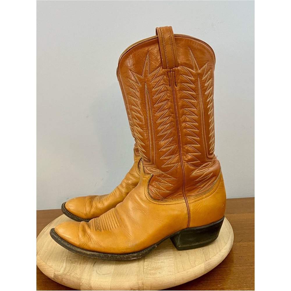 Tony Lama 80s Gold Label Vintage Brown Leather Western Cowboy Boots Men's 11D - Picture 4 of 13